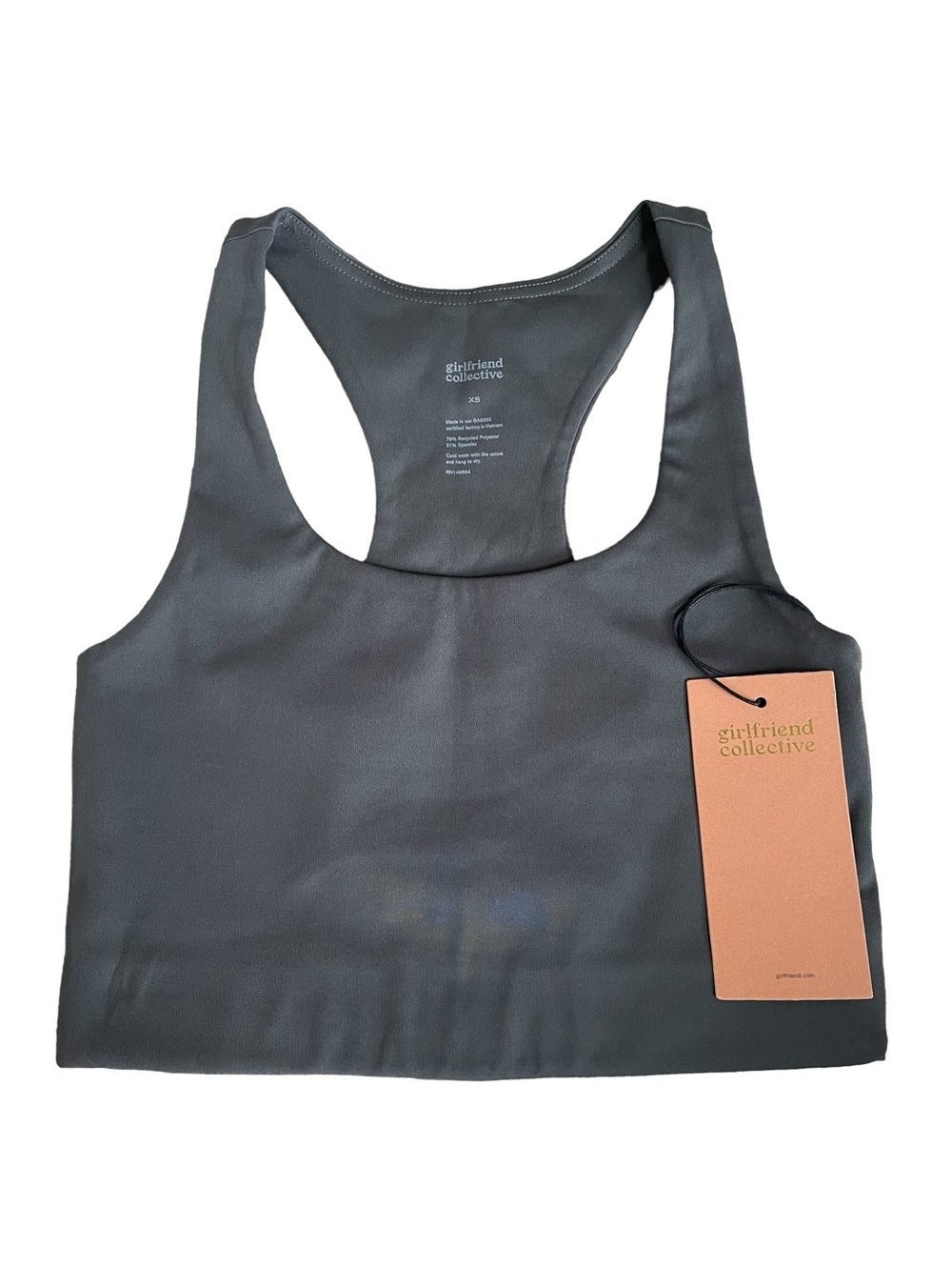 Girlfriend Collective Paloma Racerback Bra Gray Size XS Minimalist Athlesiure